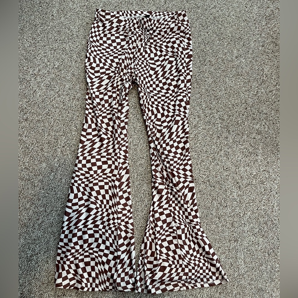 Checkered flared pants